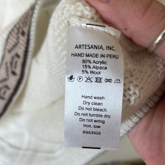 Artesania Hand Knit Alpaca Wool Blend Fair Isle Sweater S Hoodie Cozycore Hygge - Picture 4 of 11